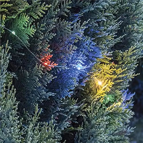 GardenKraft Solar Powered Multicoloured Micro LED Outdoor String Lights with Silver Cord and IP44 Weatherproof Rating – 5
