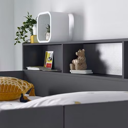 Bedmaster Olly Two-Level Storage Bunk Bed with Hybrid Memory Foam Mattresses in White and Grey – 3