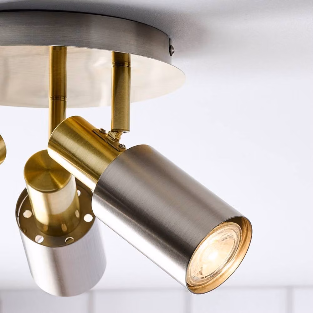 Pagazzi Hayes 3-Light Adjustable Spotlight Plate in Grey and Gold/Brass Metal for Ceiling Mounting – 2