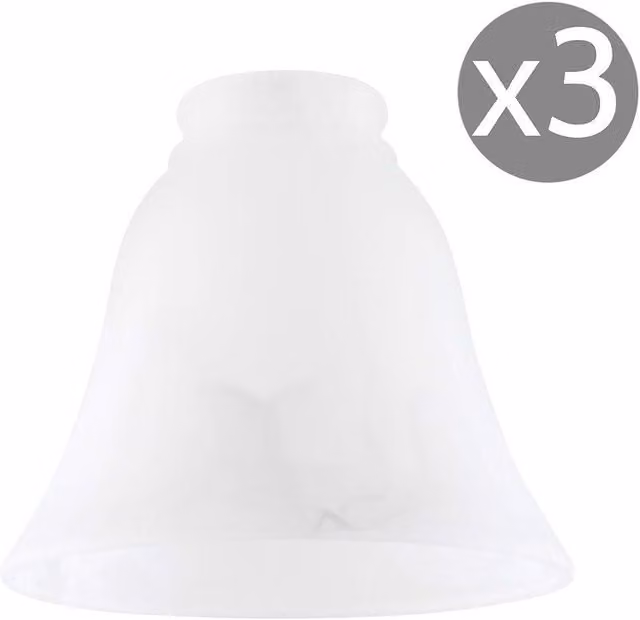 ValueLights Pack of 3 White Frosted Marble Effect Glass Cone Lamp Shades, Shade Width: 13.5 cm