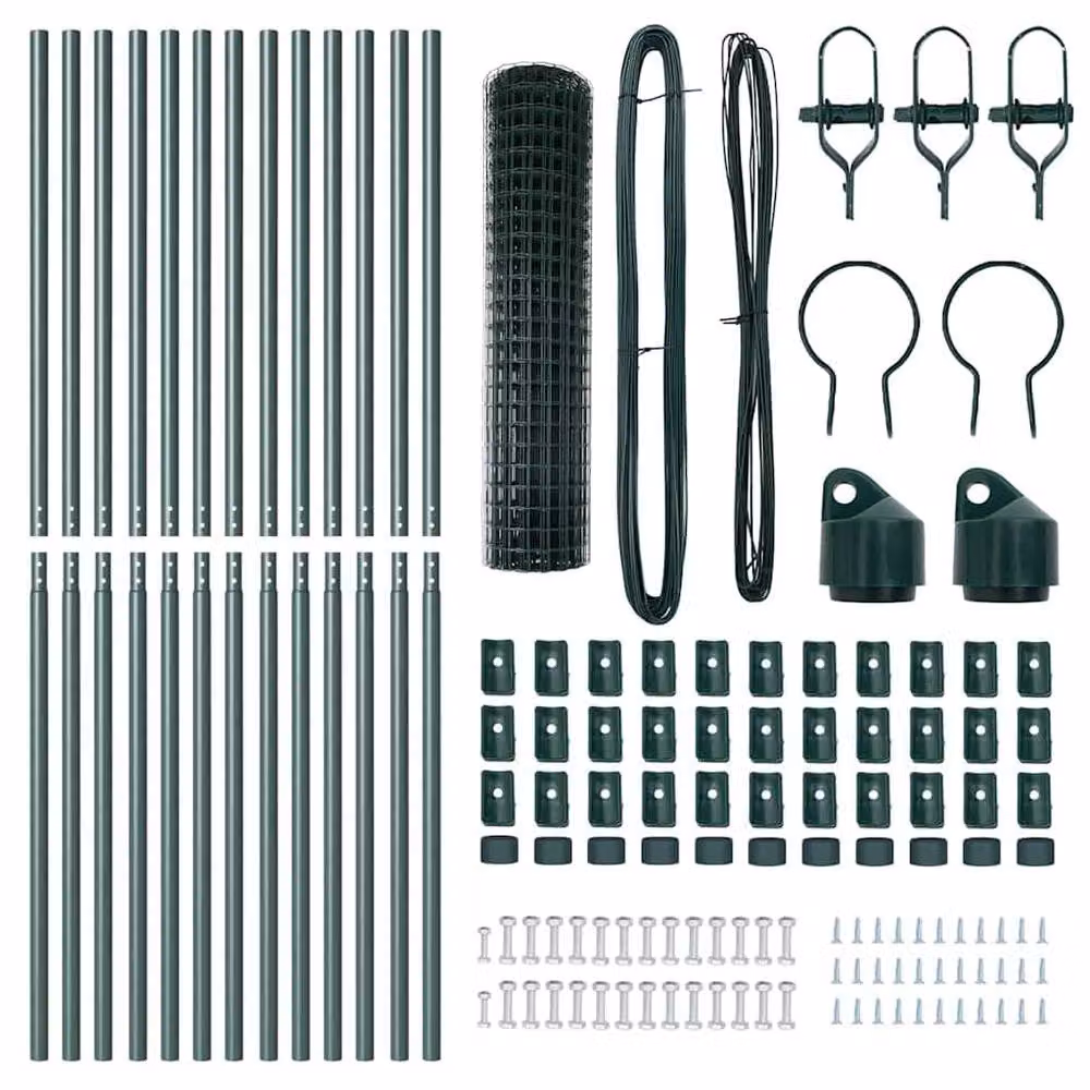 Berkfield Home Euro Fence with 13 Posts, Green Galvanised Steel, W: 25 m, H: 1.2 m – 5