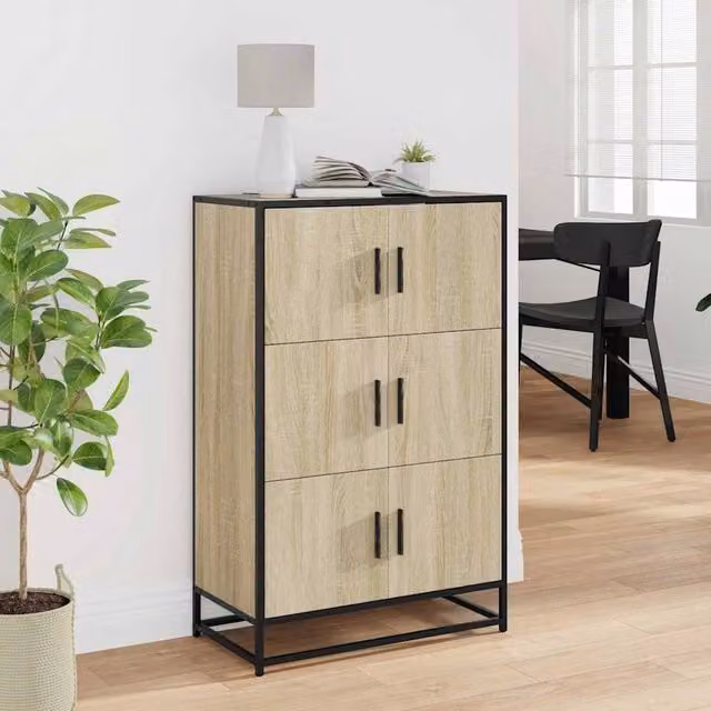 Berkfield Home Sonoma Oak Highboard in Brown, W/D/H: 68 x 35 x 106.5 cm – 1