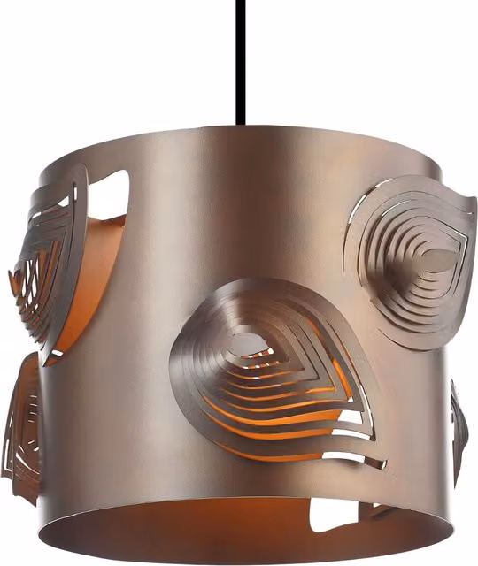 Happy Homewares Modern Bronze Metal Easy Fit Cylinder Pendant Shade with Laser Cut Leaves
