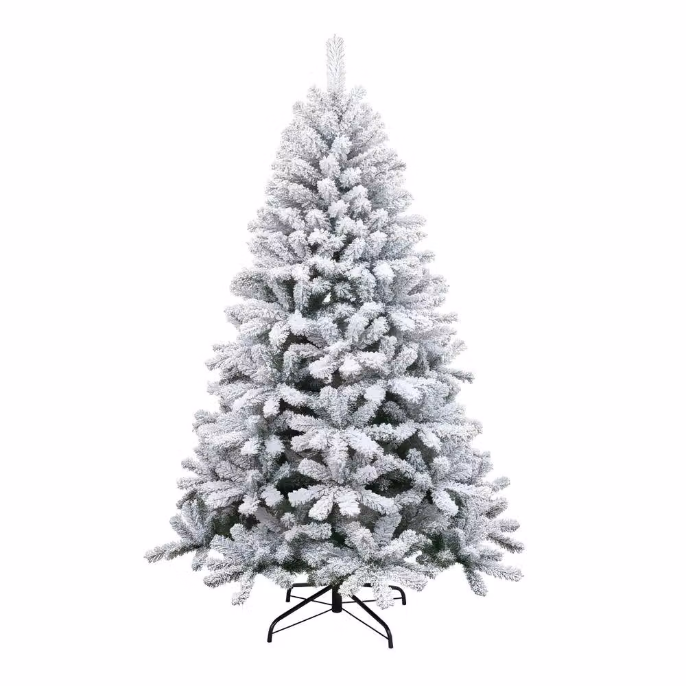 Shatchi Snow Flocked Yukon Pine Green and White Artificial Christmas Tree – 4