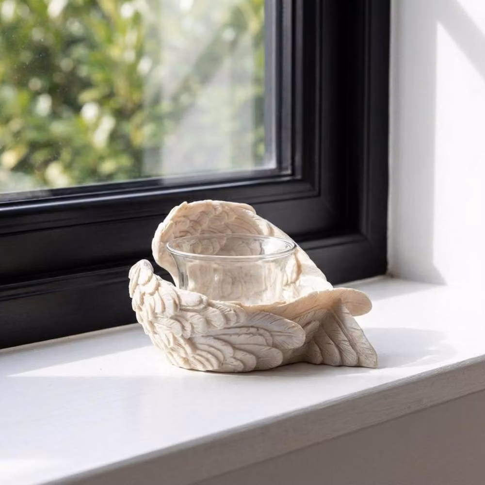 Garden Greatness Serenity Angel Wings Votive Holder Duo in White and Multicolour – 2