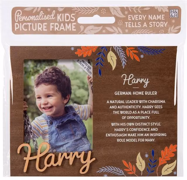 History & Heraldry Pre-personalised Harry Child's Picture Frame, Brown, W/H: 11 x 8.5 cm – 2