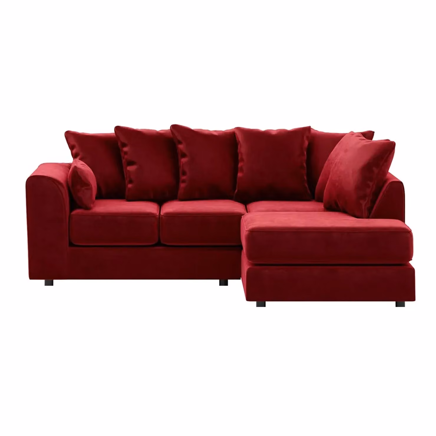 Furnishings For Less UK Brooklyn Red Plush Velvet 3 to 4 Seater L Shaped Corner Sofa, Right Hand Facing – 2