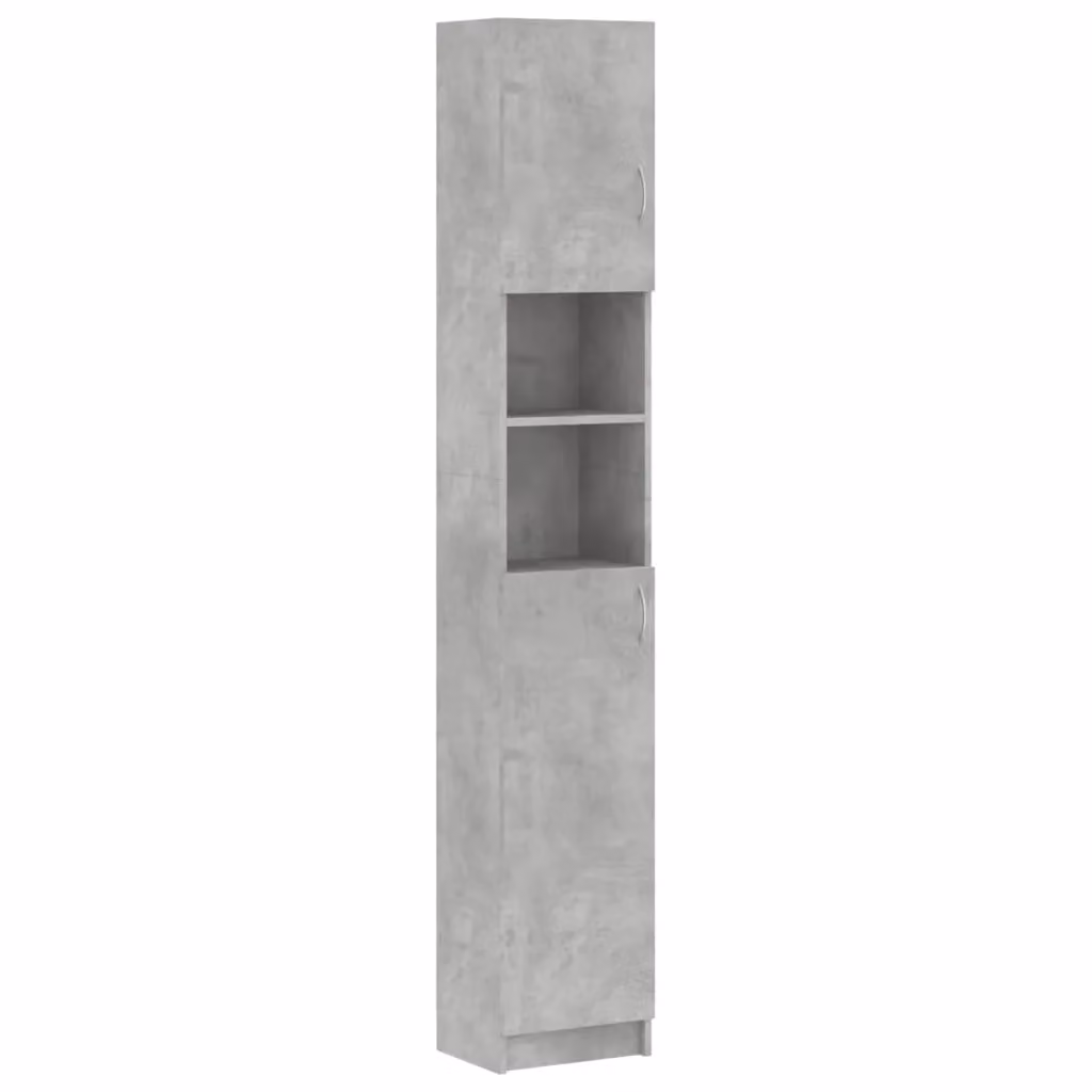 Berkfield Home Modern Freestanding Bathroom Cabinet in Concrete Grey, W/D/H: 32 x 25.5 x 190 cm