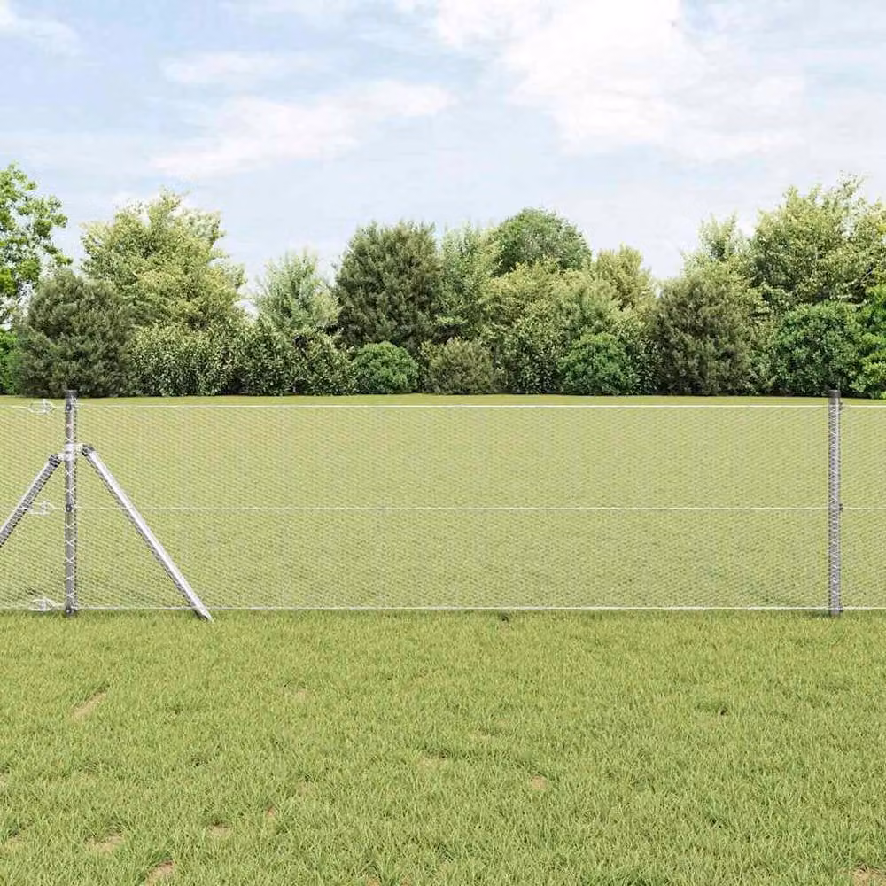 Berkfield Home Hexagon Fence in Silver Galvanised Steel, 0.6 x 10 m – 2