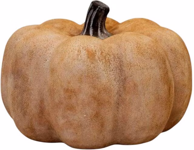 Four Candle Large Pale Orange and Brown Ceramic Pumpkin Tabletop Ornament
