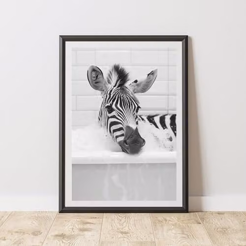 60 Second Makeover Zebra In The Bath Animal Print Paper Poster, A3