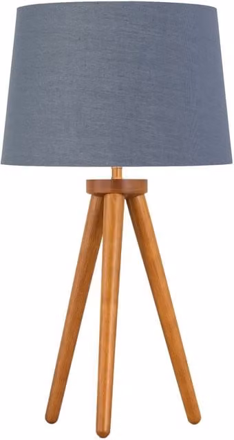 First Choice Lighting Voyage Dark Oak Table Lamp with Grey and Gold Fabric Shade in Brown, H: 51.0 cm, W: 28.5 cm, D: 28.5 cm – 1