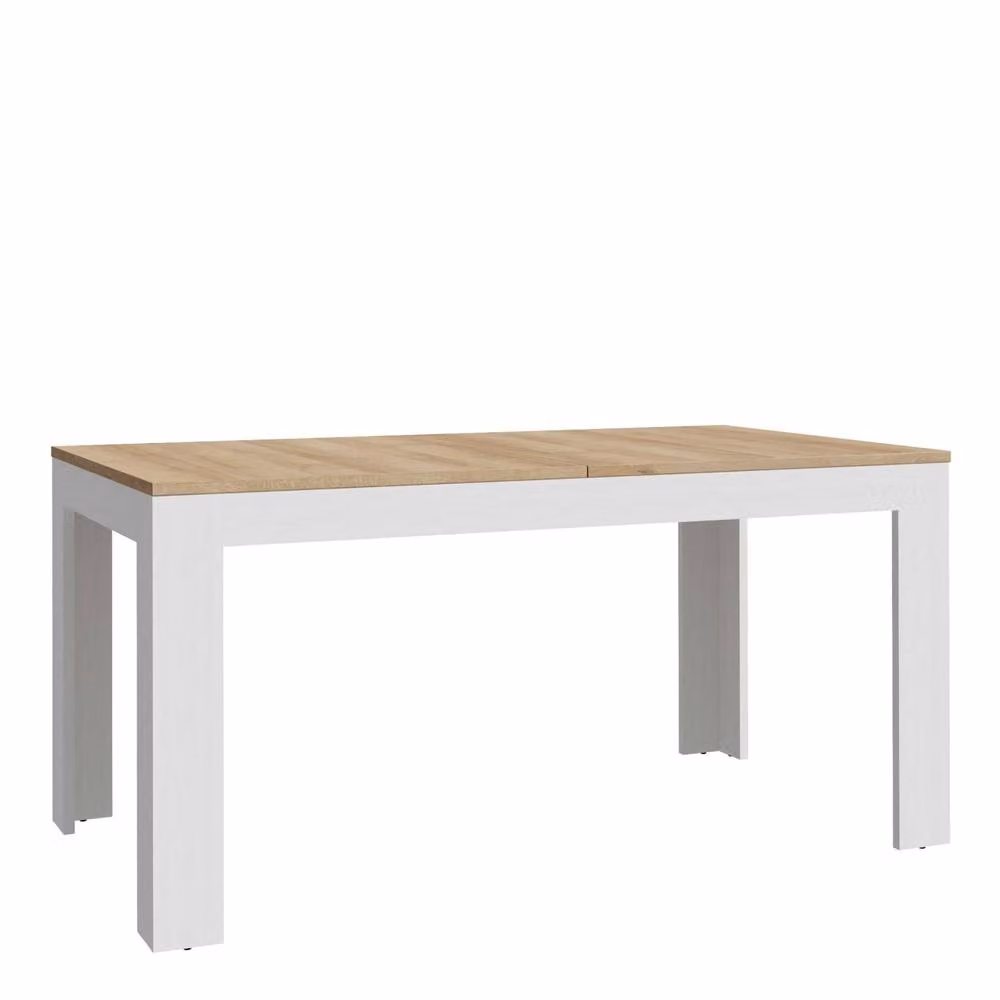 Wyld Haus Bramblecroft Extending Dining Table with Riviera Oak Top and White Base
