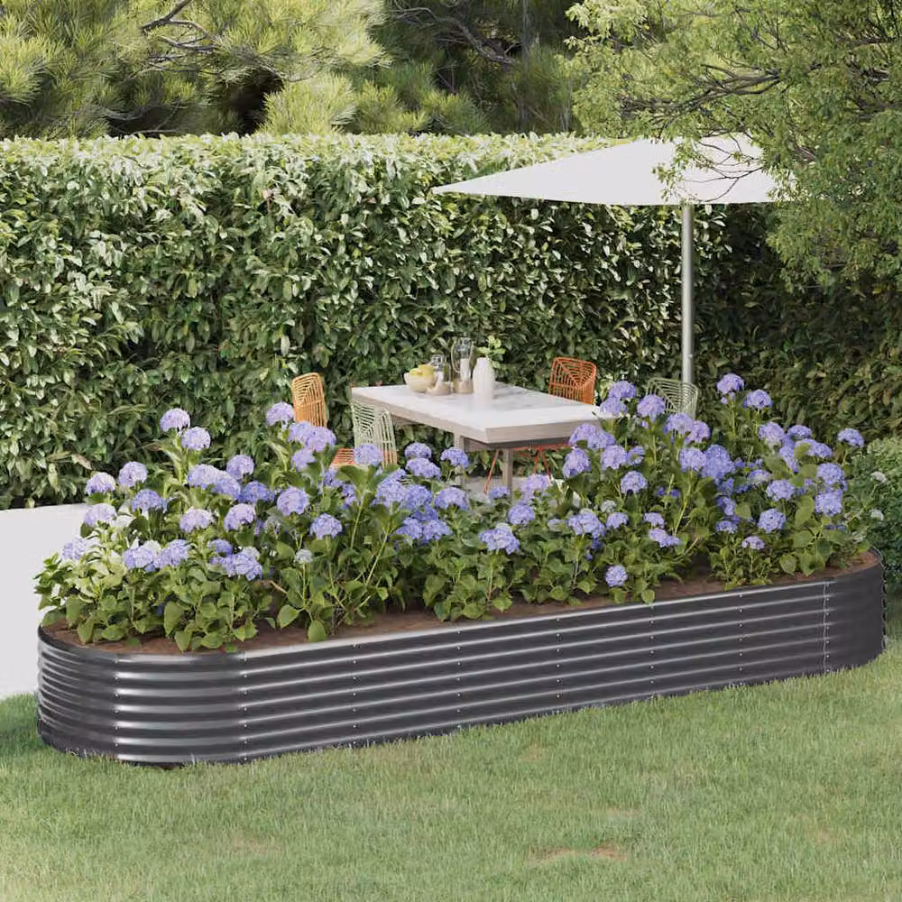 Berkfield Home Garden Powder-coated Steel Raised Bed, Anthracite, W/D/H: 322 x 100 x 36 cm – 2