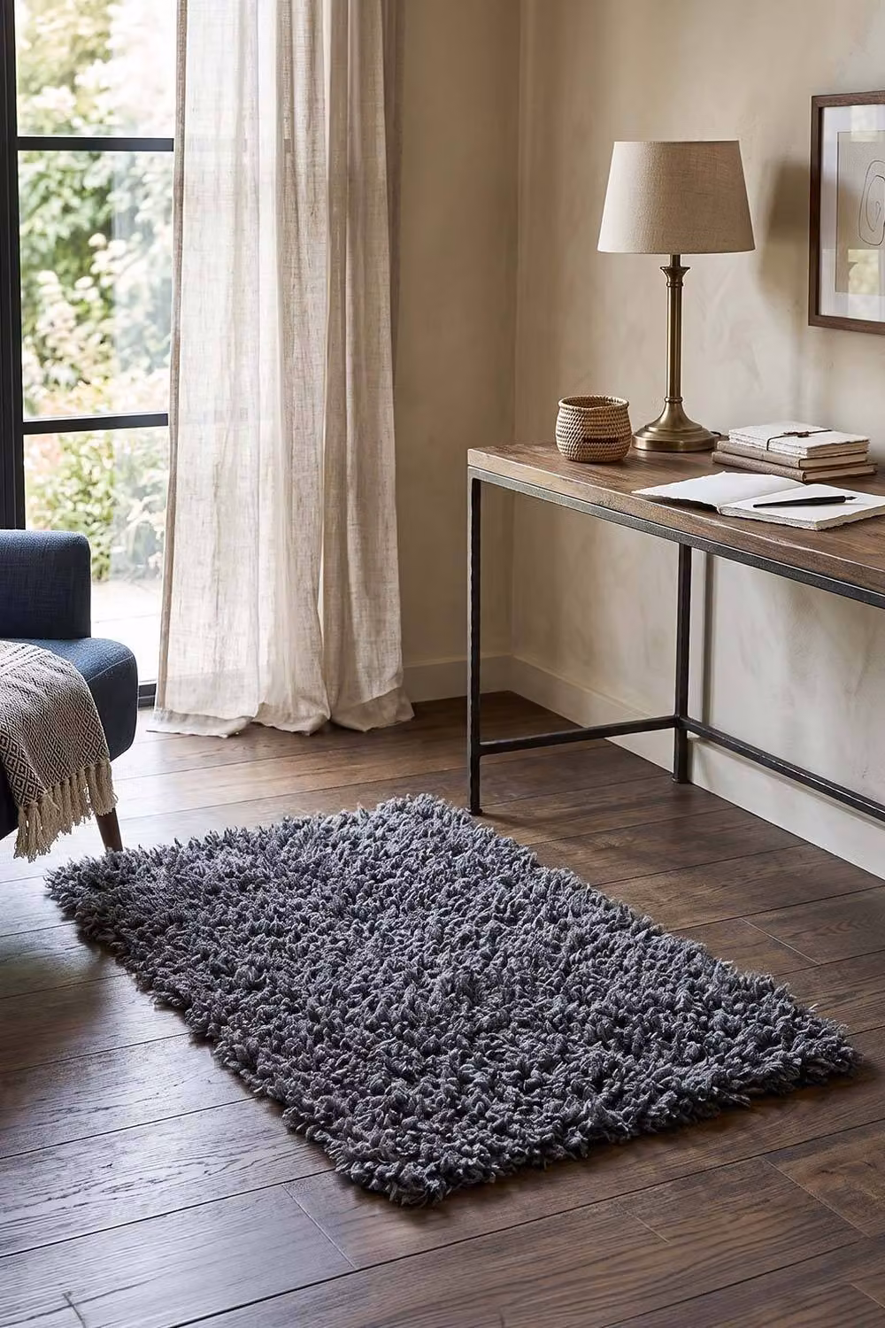 Homescapes Grey Luxury Fluffy Shaggy Rug, Non-Slip Microfibre Carpet, W: 60 cm x L: 90 cm – 2