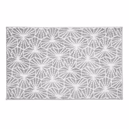 Allure Bath Fashions Geometric Design Non-Slip Microfibre Bath Mat, Grey, W: 50 cm, D: 80 cm