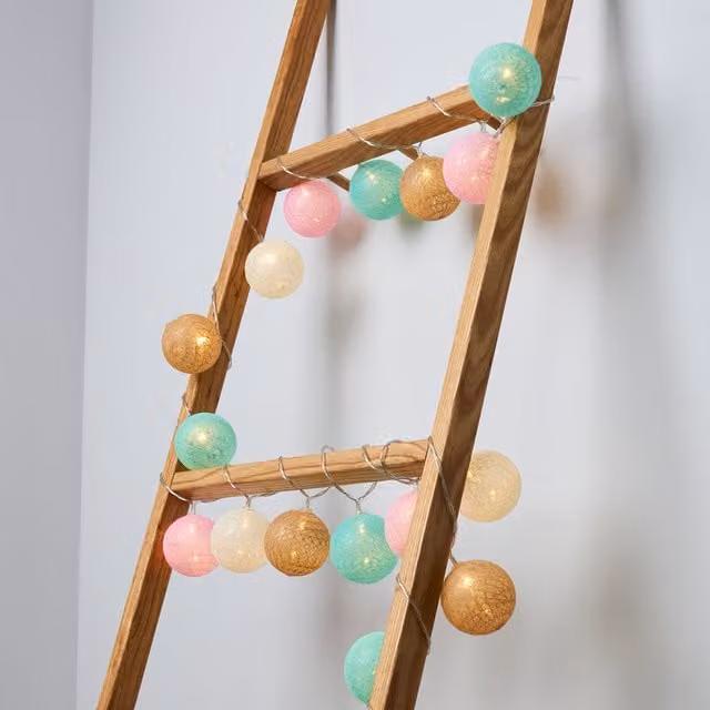 Litecraft Glow LED Pom Pom String Lights, Multicolour RGB Sphere Battery Operated