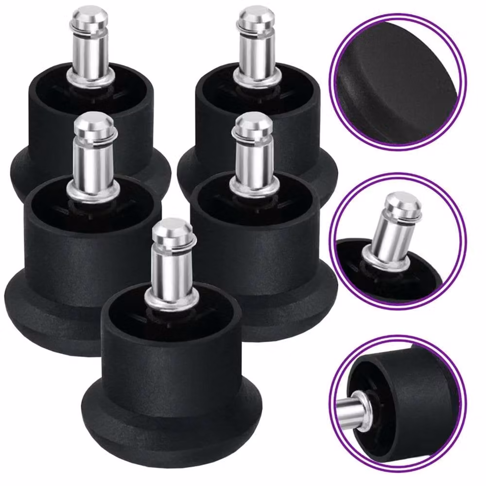VOGREX Black Office Chair Casters Replacement Desk Wheels with Bell Glides – 5