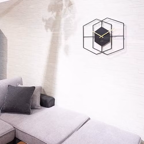 Acctim Addison Large Hexagonal Geometric Wall Clock in Matt Black Metal with Quartz Movement – 2