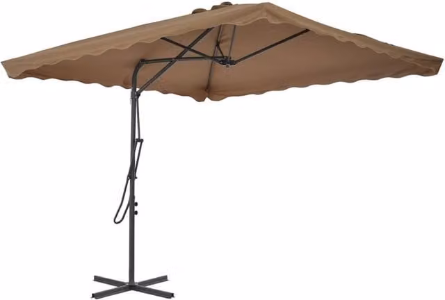 Berkfield Home Outdoor Parasol with Steel Pole and Polyester Canopy, Beige, W/D: 250 x 250 cm – 1