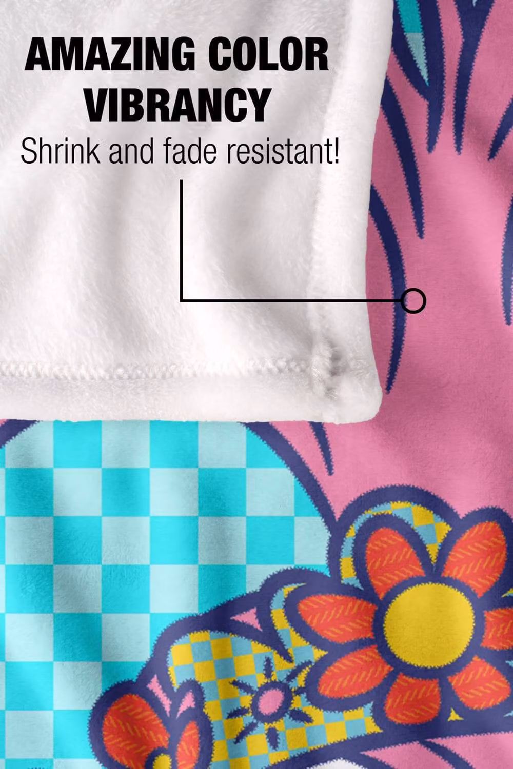 DreamWorks Trolls Happy Vibes Poppy Soft Throw Blanket, Multicolour, W: 152 cm, D: 127 cm – 3