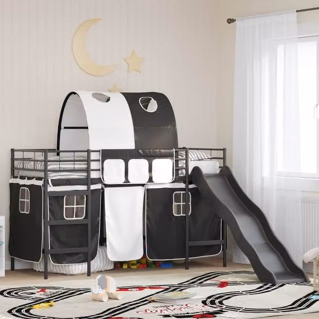 Berkfield Home Kids Loft Bed Frame, Black Metal, W: 100 cm, L: 190 cm