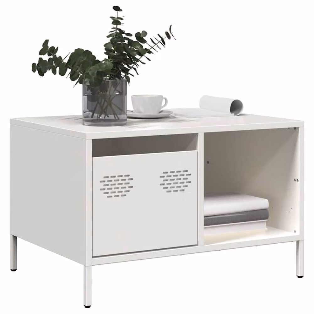 Berkfield Home Sturdy White Coffee Table with Cold-rolled Steel W/D/H: 68.5 x 50 x 43.5 cm – 2