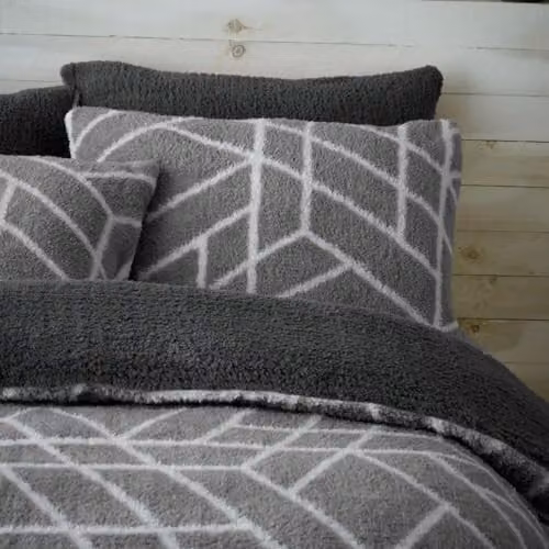 GC GAVENO CAVAILIA Grey Teddy Fleece Duvet Cover and Pillowcase Set – 4