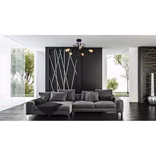 Netlighting Helam Oxford Multi Arm Semi Flush Ceiling Light in Black, Diameter: 50 cm – 2