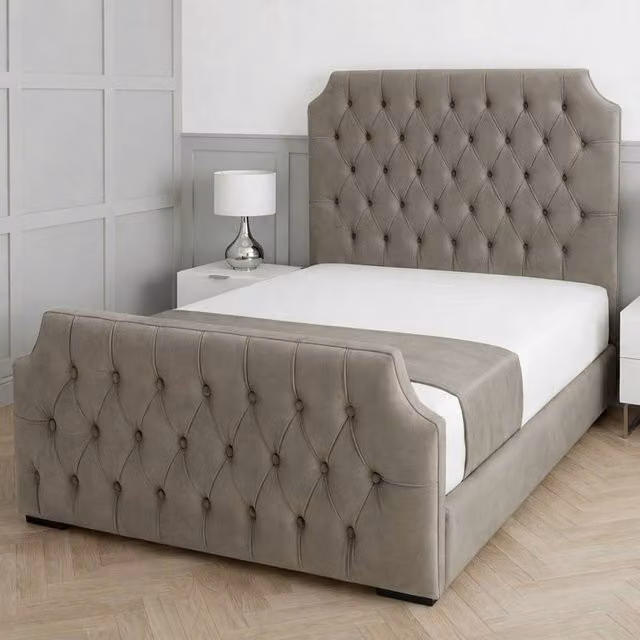 Living Comfort Bedz Westminster Upholstered Gas Lift Storage Bed in Light Grey, Size: Super King (200 x 200 cm)