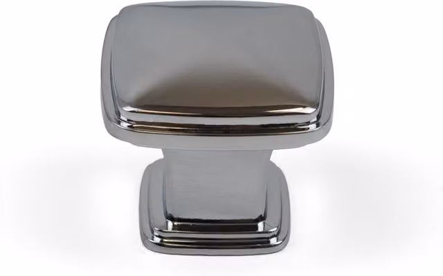 Polished Chrome Square Layered Cabinet Knob in Silver Zinc