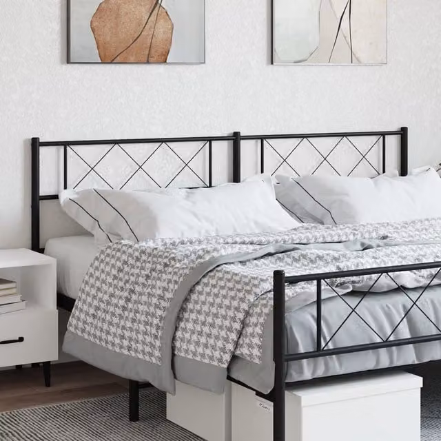 Berkfield Home Classic Metal Headboard in Black, 180 cm