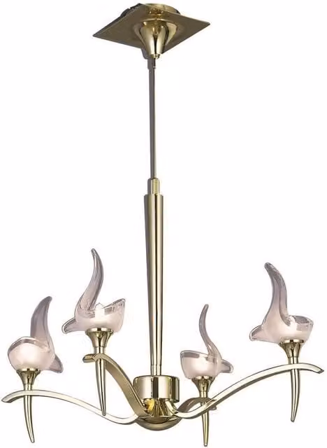 Netlighting Viena Telescopic Round Pendant Light with 4 G9 Glass Shades in Polished Brass and Yellow – 1