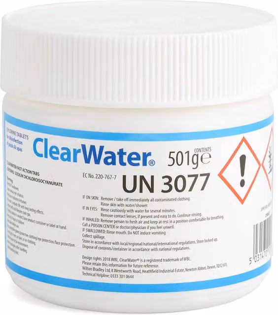Clearwater CH0022 Fast Action Chlorine Tablets for Hot Tub and Pool Disinfection, 167 Tablets, White
