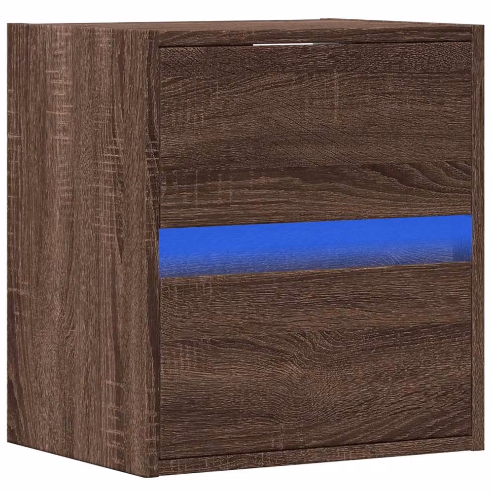 Berkfield Home Modern TV Wall Cabinet with LED Lights in Brown Oak, W: 41 cm, D: 31 cm, H: 45 cm – 3