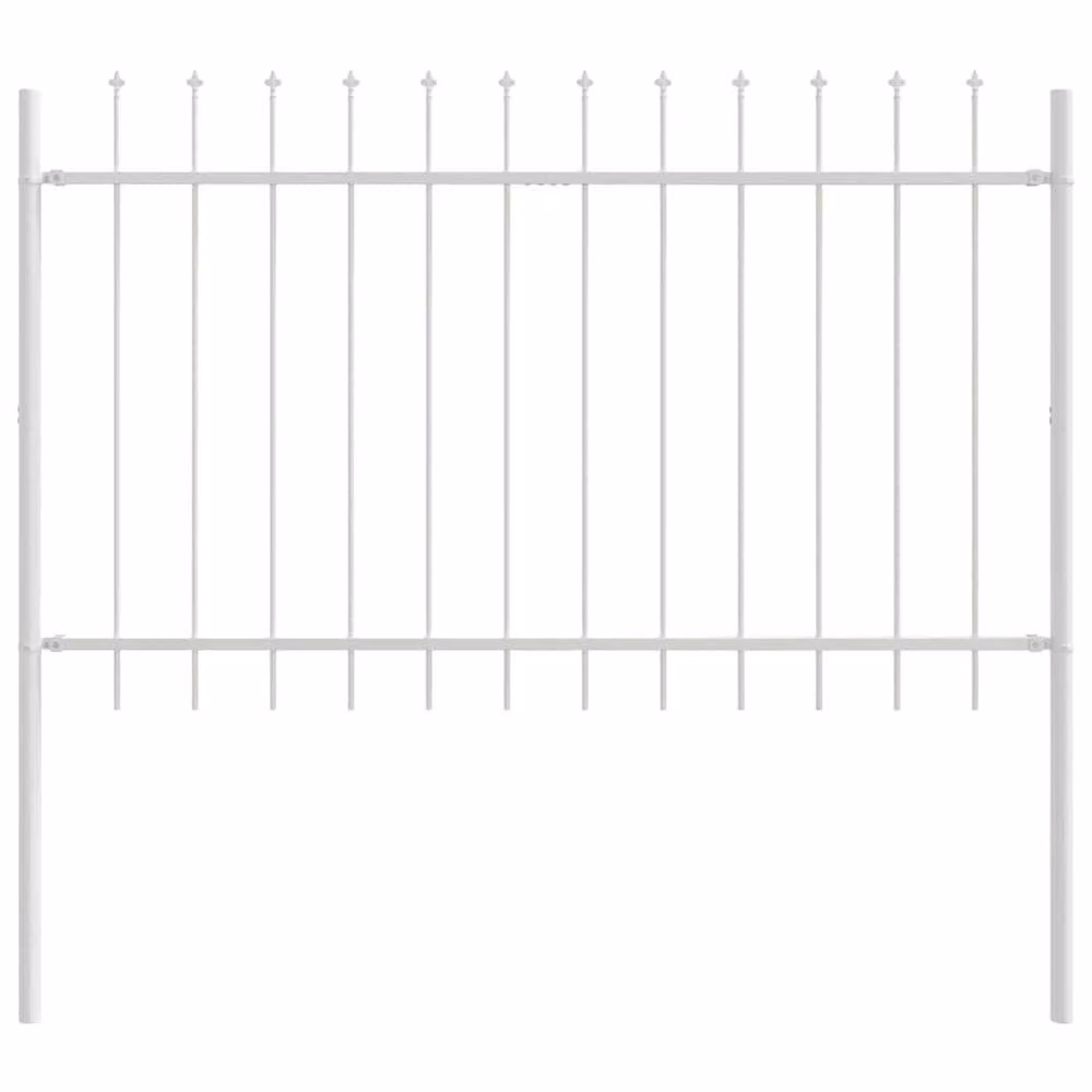 vidaXL White Steel Garden Fence with Spear Top, H: 170 cm, W: 200 cm, D: 5 cm – 2