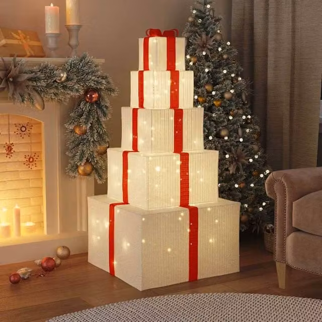 Berkfield Home Christmas Decoration Gift Box with 250 Warm White LEDs