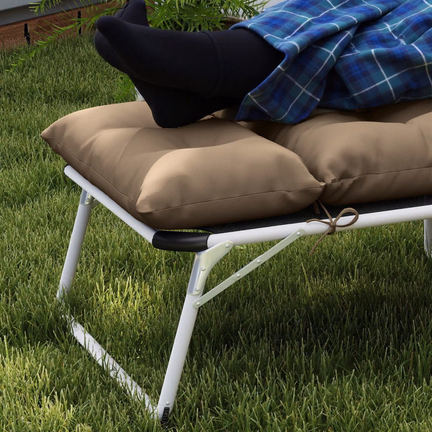 Outsunny Sun Lounger Replacement Cushion in Beige, W: 190 cm, D: 56 cm, H: 10 cm – 7