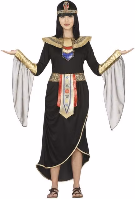 Fiestas Guirca Egyptian Queen Costume Set for Teen Girls in Black and Gold