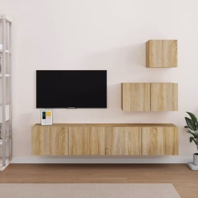 Berkfield Home 4 Piece Modern TV Cabinet Set in Sonoma Oak Brown Engineered Wood