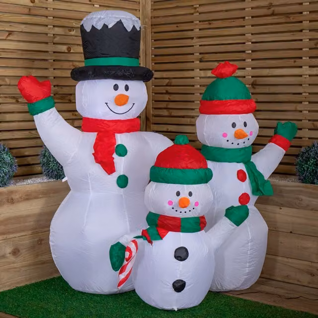 Snowtime Inflatable Christmas Snowman Family with 12 White LEDs, Height: 150 cm – 2