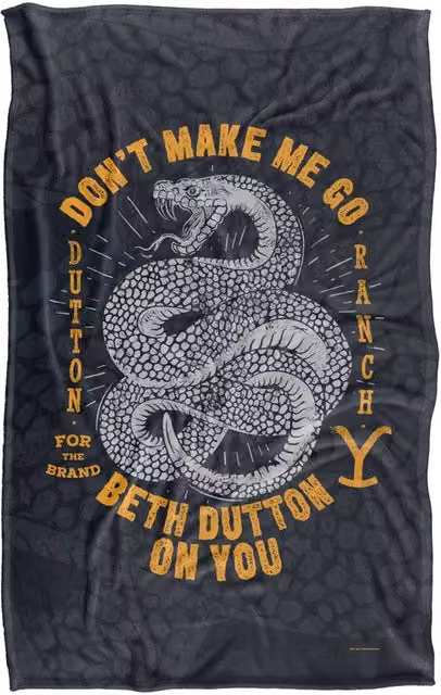 Paramount Yellowstone Beth Dutton Snake Pattern Super Soft Silky Fleece Throw Blanket in Black and Multicolour – 6
