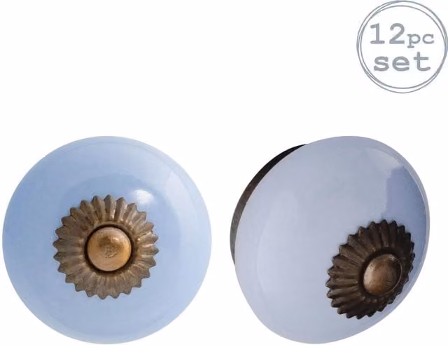 Nicola Spring Blue Ceramic Cabinet Knobs, Pack of 12