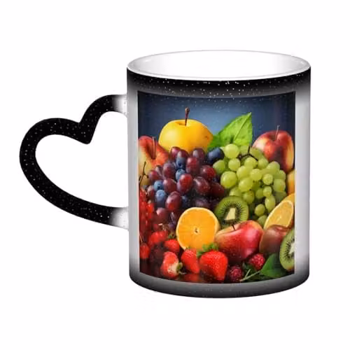 Oudrspo Fruits Coffee Mug, Red Heat Sensitive Colour Changing Ceramic Tea Cup, 355 ml – 1