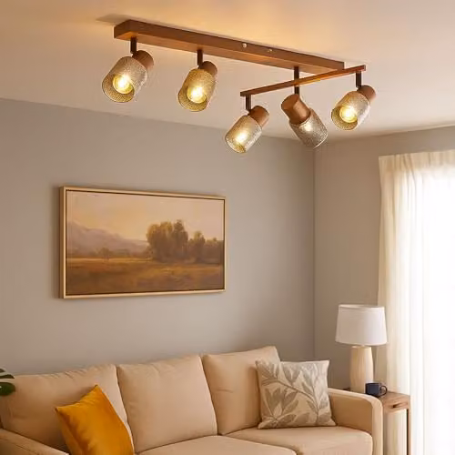 Globo Lighting Coffee Adjustable Ceiling Spotlight Bar for Living Rooms with 6 E14 Bulbs, Black or Chrome, L 70 cm – 1