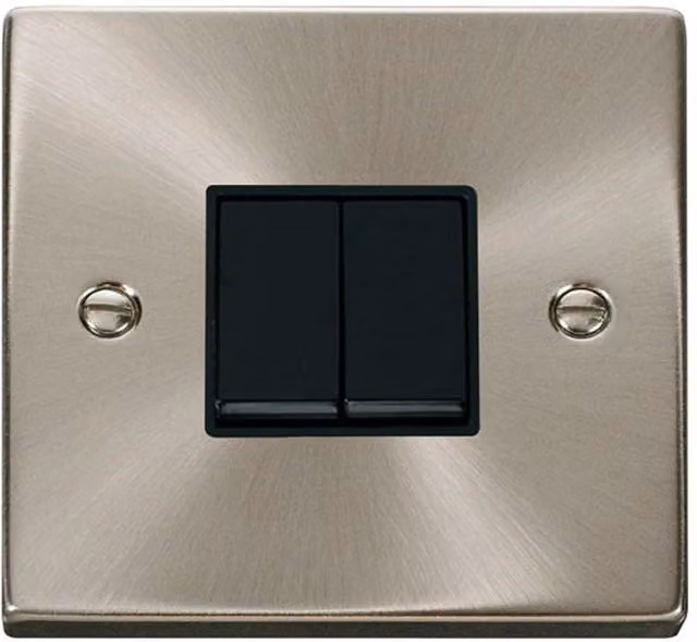 SE Home 10A 2 Gang 2 Way Flush Light Switch in Brushed Chrome Silver