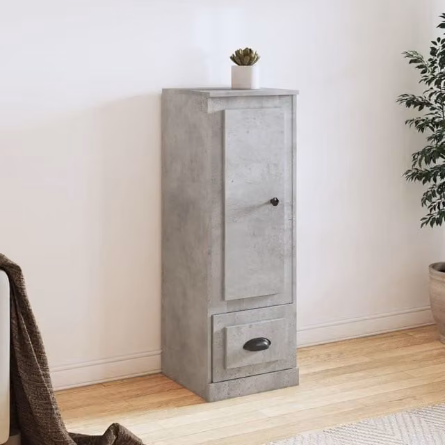 Berkfield Home Highboard in Concrete Grey, W/D/H: 36 x 35.5 x 103.5 cm
