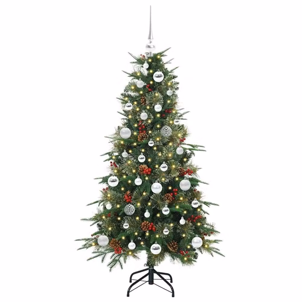 Berkfield Home Artificial Hinged Christmas Tree in Green, Height: 150 cm – 3