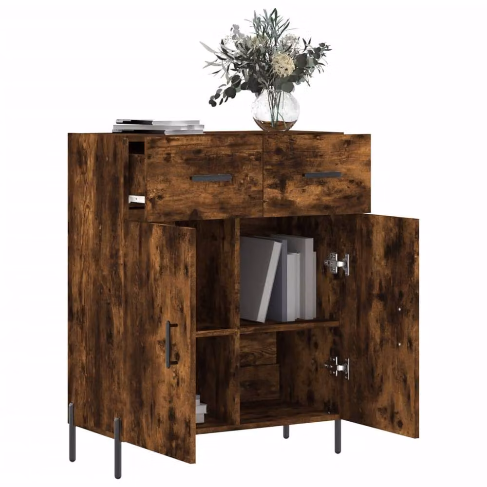 Berkfield Home Smoked Oak Sideboard in Brown, W/D/H: 69.5 x 34 x 90 cm – 4