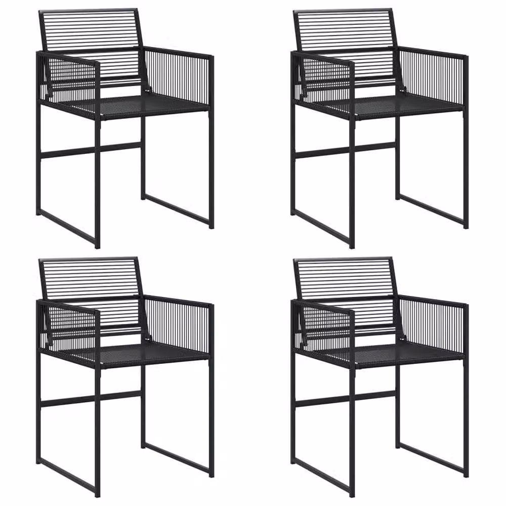 Berkfield Home Beautiful Set of 4 Black Poly Rattan and Steel Garden Chairs – 1